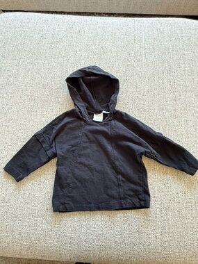 Zara Kids Black Hooded Long-Sleeve Top
